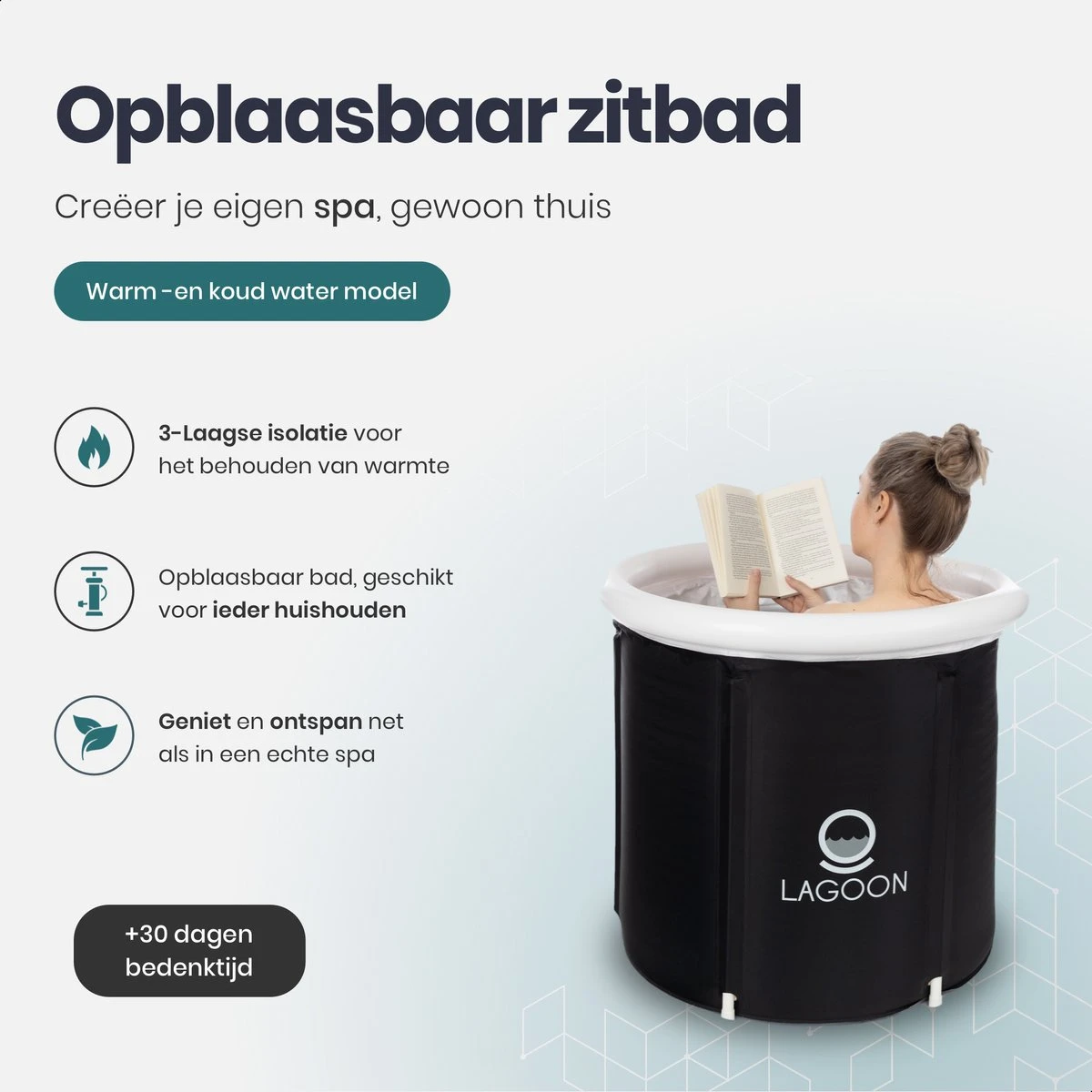 Lagoon® Opblaasbaar Zitbad Voor Volwassenen Bathbucket - Met Relaxing Giftset - Wim Hof Methode - Opvouwbaar & Inklapbaar Spa Bad - Bath Bucket - IJsbad - Opblaasbad - Dompelbad 2 Lagoon® Opblaasbaar Zitbad Voor Volwassenen Bathbucket - Met Relaxing Giftset - Wim Hof Methode - Opvouwbaar & Inklapbaar Spa Bad - Bath Bucket - IJsbad - Opblaasbad - Dompelbad - Afbeelding 2