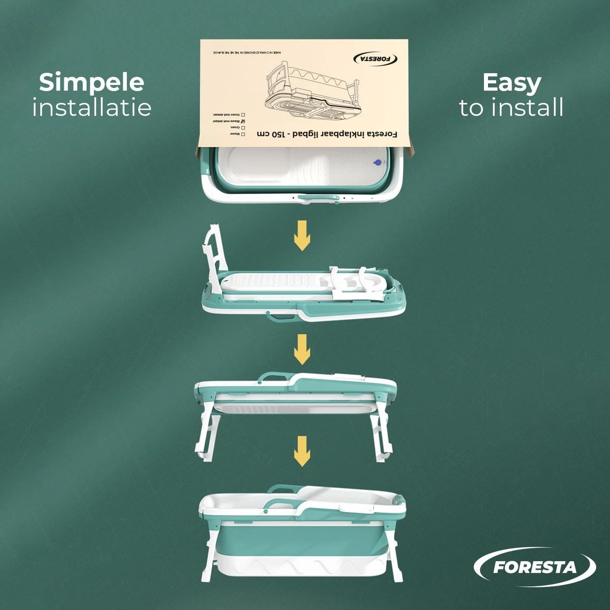 Foresta Ligbad Volwassenen - Inklapbaar Bad 143cm XL - Blauw 5 Foresta Ligbad Volwassenen - Inklapbaar Bad 143cm XL - Blauw - Afbeelding 5
