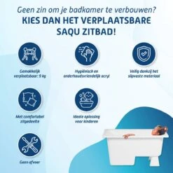 Saqu Zitbad - Mobiel Bad - 103x65cm - Wit - Incl Bijbehorende Poot En Zonder Afvoer -Merkloos Verkoop 1200x1200 2823