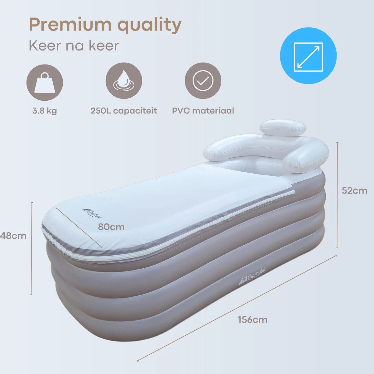 HBKS Lifestyle Bad – Opblaasbaar Ligbad – Bath Bucket – Zitbad Voor Volwassenen - Ijsbad Wim Hof Methode - Badkuip – Ice Bath – Rosegold 7 HBKS Lifestyle Bad – Opblaasbaar Ligbad – Bath Bucket – Zitbad Voor Volwassenen - Ijsbad Wim Hof Methode - Badkuip – Ice Bath – Rosegold - Afbeelding 7