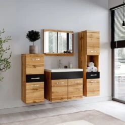 Badmeubelset Alba 60cm Zwart Met Eiken Compleet Badkamermeubel -Merkloos Verkoop 1200x1200 2854