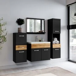 Badmeubelset Alba 60cm Zwart Met Eiken Compleet Badkamermeubel -Merkloos Verkoop 1200x1200 2857