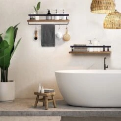 Zwevende Wandplank - 2 Stuks - 40cm - Handdoekhouder En 8 Haakjes - Badkamerplank Decoratieve Muur Opbergplanken Voor Badkamer Slaapkamer, Woonkamer, Keuken Plank 15 Zwevende Wandplank - 2 Stuks - 40cm - Handdoekhouder En 8 Haakjes - Badkamerplank Decoratieve Muur Opbergplanken Voor Badkamer Slaapkamer, Woonkamer, Keuken Plank -Merkloos Verkoop 1200x1200 2864