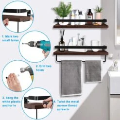 Zwevende Wandplank - 2 Stuks - 40cm - Handdoekhouder En 8 Haakjes - Badkamerplank Decoratieve Muur Opbergplanken Voor Badkamer Slaapkamer, Woonkamer, Keuken Plank 16 Zwevende Wandplank - 2 Stuks - 40cm - Handdoekhouder En 8 Haakjes - Badkamerplank Decoratieve Muur Opbergplanken Voor Badkamer Slaapkamer, Woonkamer, Keuken Plank -Merkloos Verkoop 1200x1200 2865