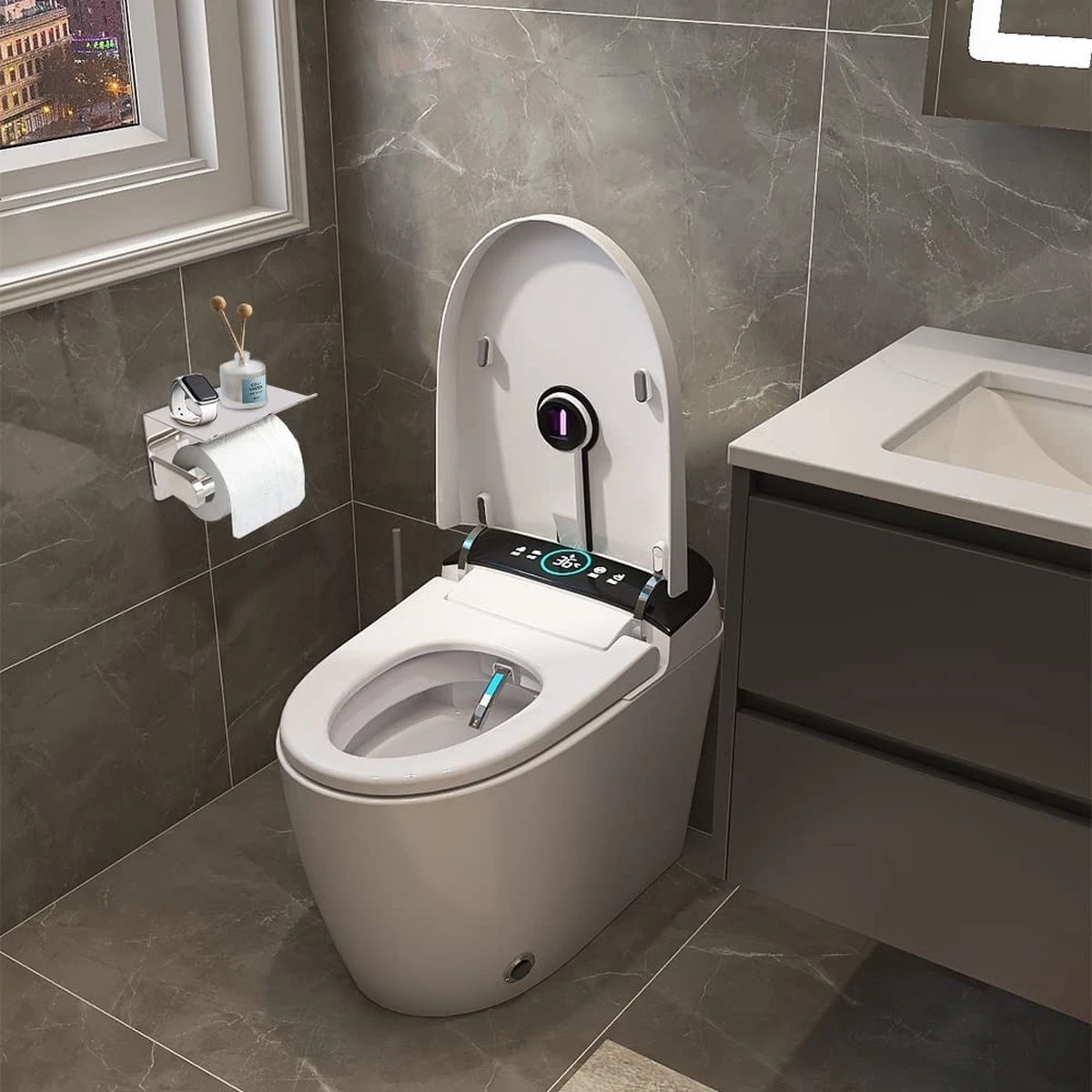 BOTC Toiletrolhouder Met Handdoekhaakjes - Toiletrolhouder - Toiletrolhouder - Zelfklevend / Boren / Zonder Boren - RVS - Zliver 8 BOTC Toiletrolhouder Met Handdoekhaakjes - Toiletrolhouder - Toiletrolhouder - Zelfklevend / Boren / Zonder Boren - RVS - Zliver - Afbeelding 8