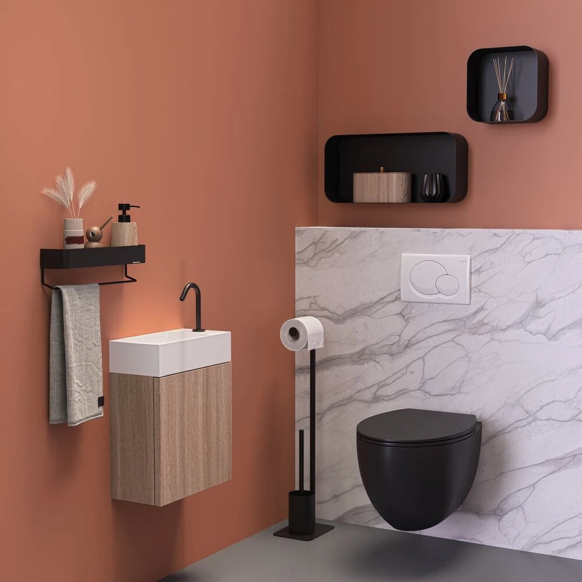 Sealskin Brix - Wandkubus Wandelement Wandrek - 12x50x24 Cm - Metaal - Zwart 13 Sealskin Brix - Wandkubus Wandelement Wandrek - 12x50x24 Cm - Metaal - Zwart - Afbeelding 13