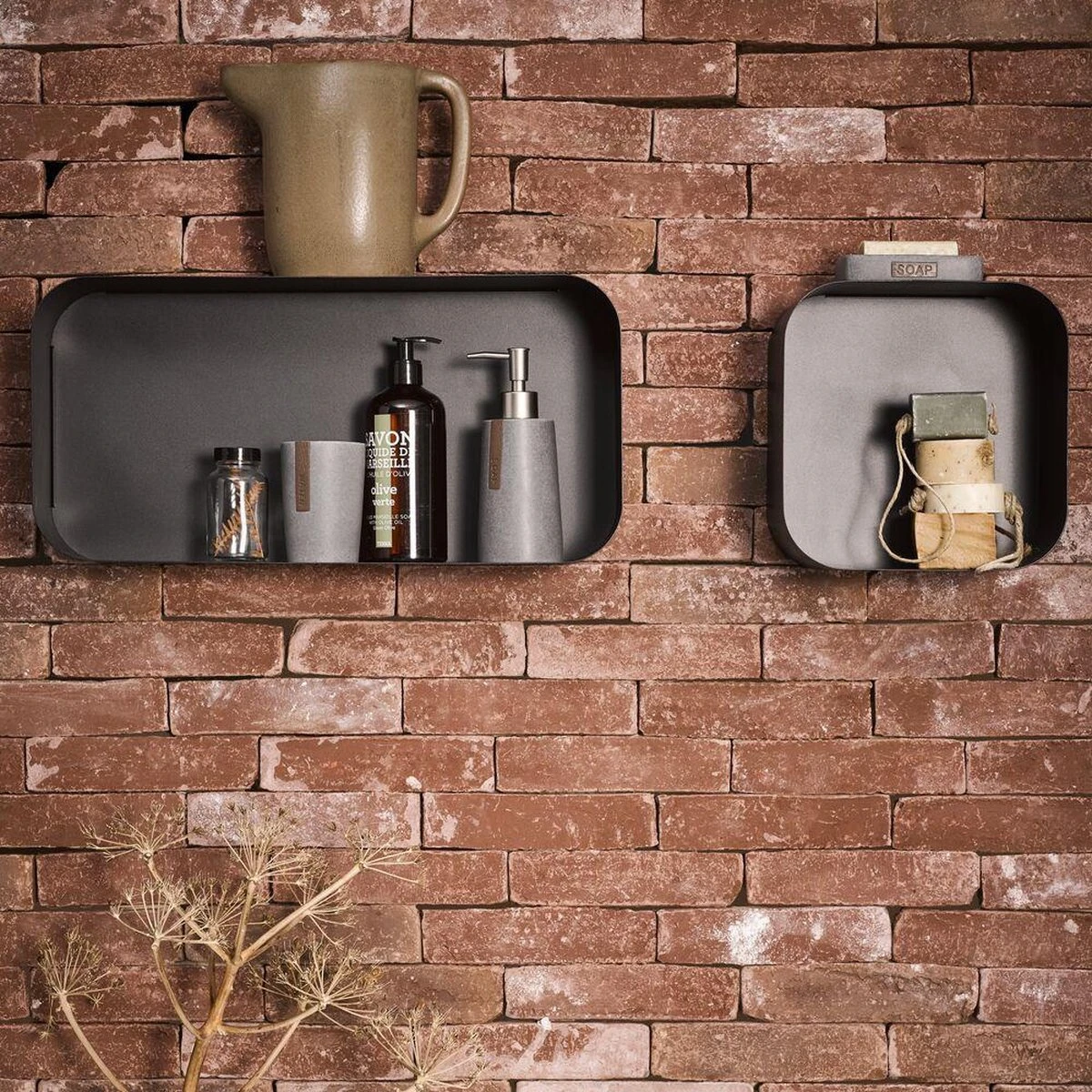 Sealskin Brix - Wandkubus Wandelement Wandrek - 12x50x24 Cm - Metaal - Zwart 14 Sealskin Brix - Wandkubus Wandelement Wandrek - 12x50x24 Cm - Metaal - Zwart - Afbeelding 14