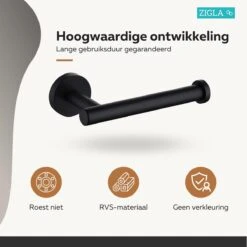Zigla - WC Rolhouder – Toiletrolhouder – Toiletpapierhouder - WC Rol Houder – RVS – Zwart 14 Zigla - WC Rolhouder – Toiletrolhouder – Toiletpapierhouder - WC Rol Houder – RVS – Zwart -Merkloos Verkoop 1200x1200 293