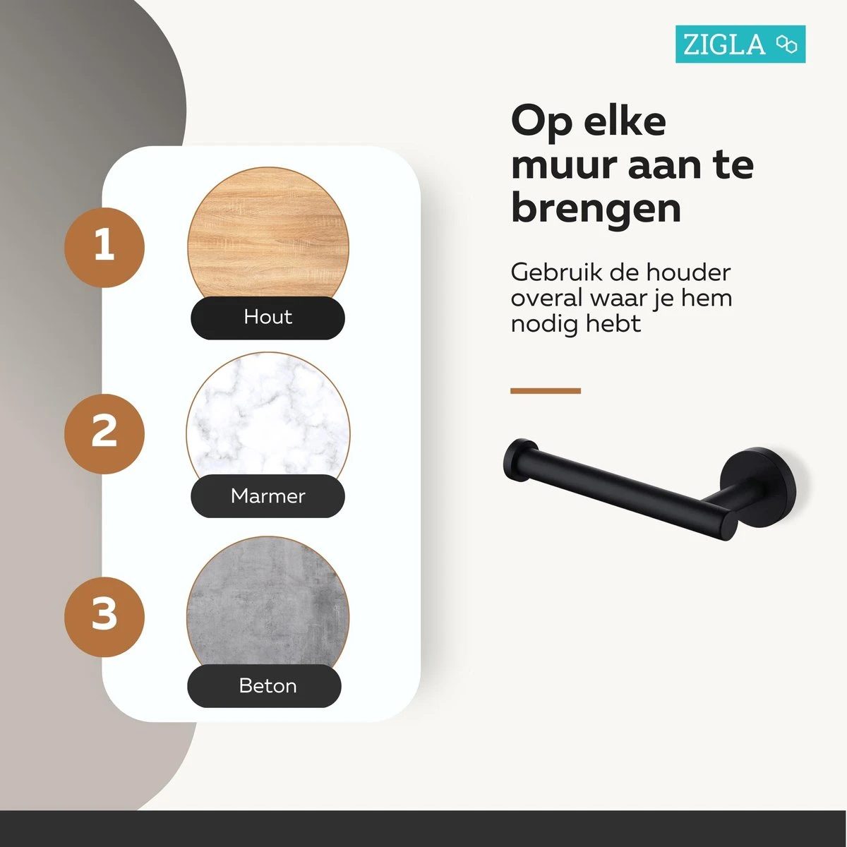 Zigla - WC Rolhouder – Toiletrolhouder – Toiletpapierhouder - WC Rol Houder – RVS – Zwart 9 Zigla - WC Rolhouder – Toiletrolhouder – Toiletpapierhouder - WC Rol Houder – RVS – Zwart - Afbeelding 9