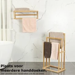 Merkloos Decopatent® Handdoekrek - Vrijstaand Handdoekenrek Voor In Badkamer - Handdoekrek - Bamboe Hout - Handdoek - Droogrek Met 3 Armen -Merkloos Verkoop 1200x1200 2965
