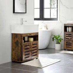 Nancy's Gaboury Badkamermeubel - Wastafelonderkast - Uitsparing - Open Vak - Openslaande Deuren - Industrieel - Bruin - Zwart - Bewerkt Hout - 60 X 30 X 63 Cm -Merkloos Verkoop 1200x1200 2993