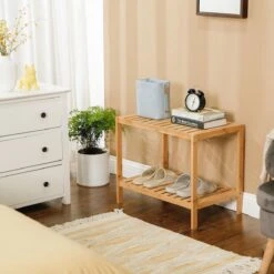 Merkloos Decopatent® Houten Bankje Van Bamboe - Badkamer - Opbergrek - Badkamerkast Rek - Open Badkamerbankje - Opbergen Handdoeken Rek -Merkloos Verkoop 1200x1200 3025