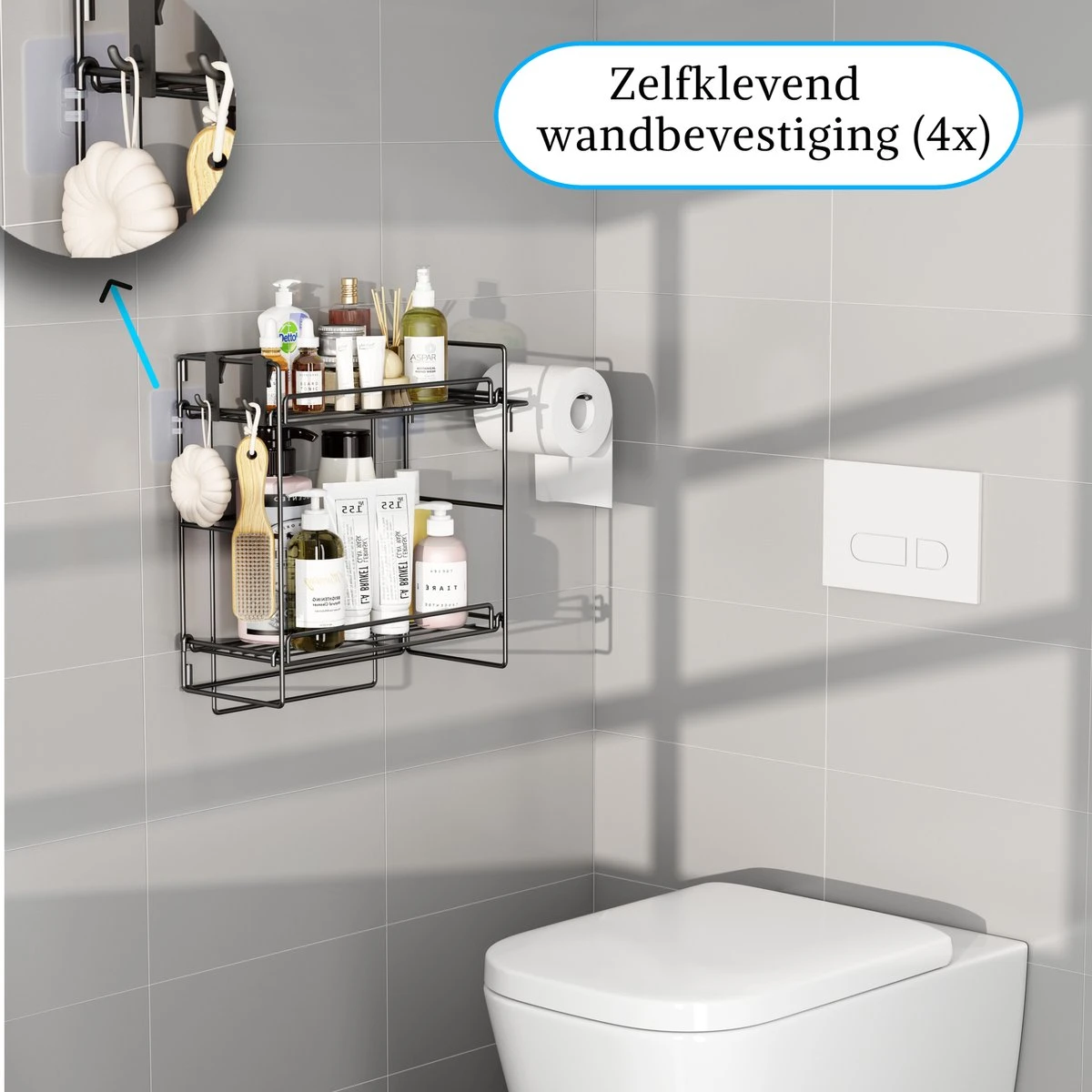 AlShiha®WC Rek - Toiletrolhouder - Badkamer Rek - Zelfklevend (zonder Boren) - Wc Rolhouder - Doucherek Hangend- Badkamerrek - Doucherek - Doucherek Zonder Boren - Toiletrolhouder - Toiletrolhouder Met Plankje 2 AlShiha®WC Rek - Toiletrolhouder - Badkamer Rek - Zelfklevend (zonder Boren) - Wc Rolhouder - Doucherek Hangend- Badkamerrek - Doucherek - Doucherek Zonder Boren - Toiletrolhouder - Toiletrolhouder Met Plankje - Afbeelding 2
