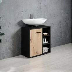 Badplaats Wastafel Onderkast Neptunus 60 Cm X 30 Cm X 60 Cm - Zwart Met Eiken - Badkamerkast – Staand Wastafelmeubel 7 Badplaats Wastafel Onderkast Neptunus 60 Cm X 30 Cm X 60 Cm - Zwart Met Eiken - Badkamerkast – Staand Wastafelmeubel -Merkloos Verkoop 1200x1200 3046