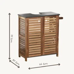 Merkloos Halmstad - Wastafel Onderkast - Wastafelmeubel - Badkamerkast - Met Handoekhouder - Acacia - H70 X B66 X D30 -Merkloos Verkoop 1200x1200 3050