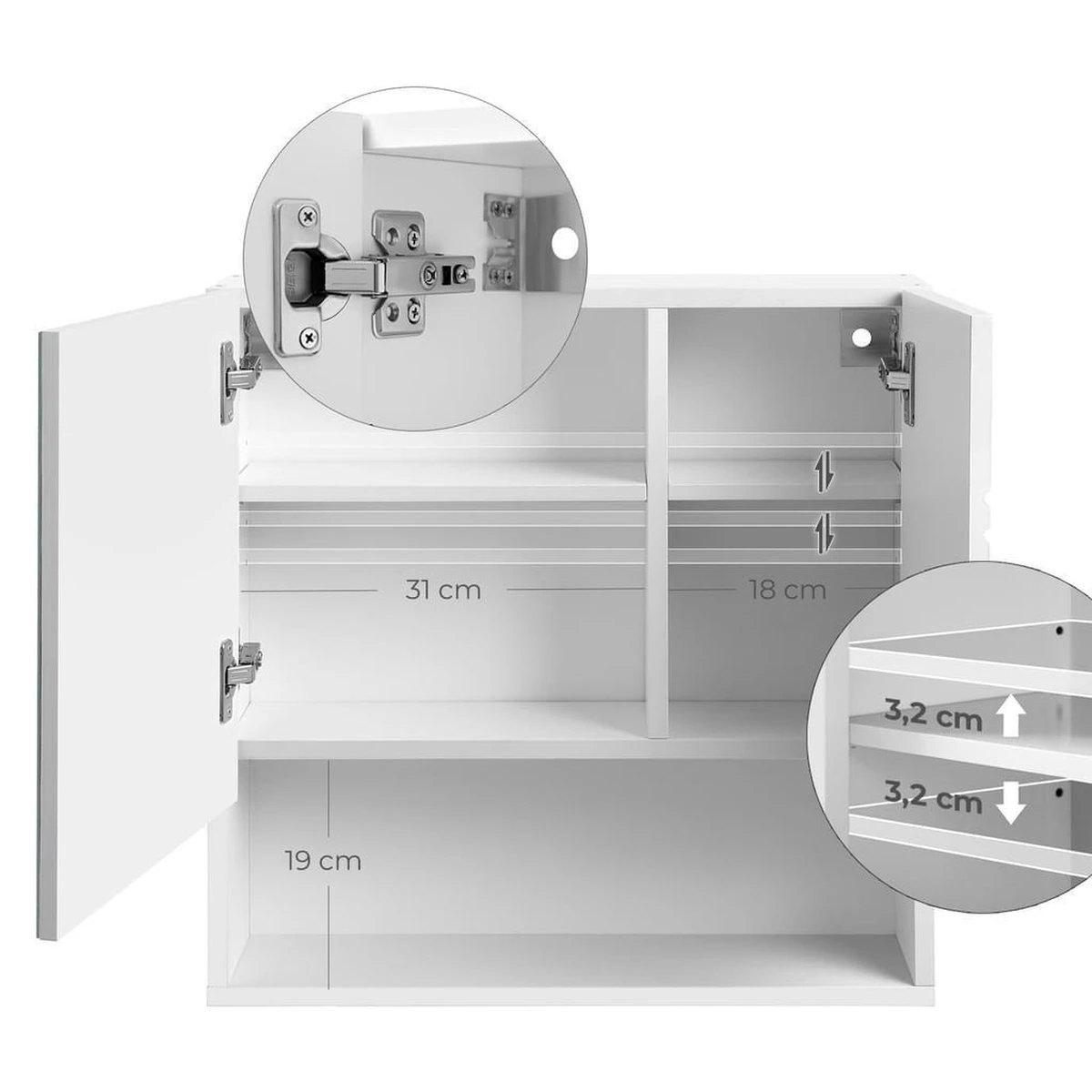 Vasagle Badkamer Spiegelkast – Badkamermeubel Met Spiegel En Schappen 6 Vasagle Badkamer Spiegelkast – Badkamermeubel Met Spiegel En Schappen - Afbeelding 6