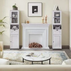 Badkamerkast, Hoge Kast, Open Vak, Glazen Deur, Smalle Badkamermeubels, Badkamermeubels Met Voeten, In Hoogte Verstelbare Planken, 40 X 30 X 165 Cm, Lichtgrijs Met Houtnerf 12 Badkamerkast, Hoge Kast, Open Vak, Glazen Deur, Smalle Badkamermeubels, Badkamermeubels Met Voeten, In Hoogte Verstelbare Planken, 40 X 30 X 165 Cm, Lichtgrijs Met Houtnerf -Merkloos Verkoop 1200x1200 3092