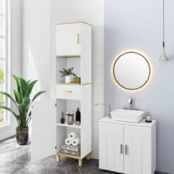 Kamyra® Scandinavisch Badkamermeubel - Badkamerkast, Wastafelmeubel, Opbergkast - Wit - 40x30x180 Cm - MDF 14 Kamyra® Scandinavisch Badkamermeubel - Badkamerkast, Wastafelmeubel, Opbergkast - Wit - 40x30x180 Cm - MDF -Merkloos Verkoop 1200x1200 3096
