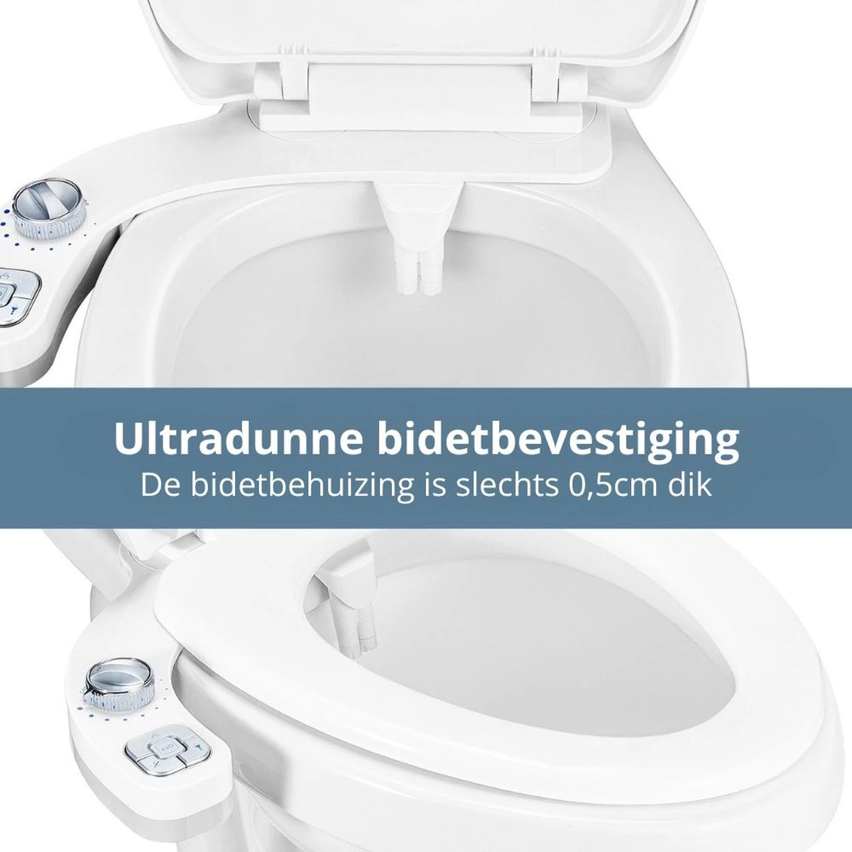 Bidet Voor Toilet/WC - Dubbele Sproeier - Warm En Koud Functie - Wit 2 Bidet Voor Toilet/WC - Dubbele Sproeier - Warm En Koud Functie - Wit - Afbeelding 2