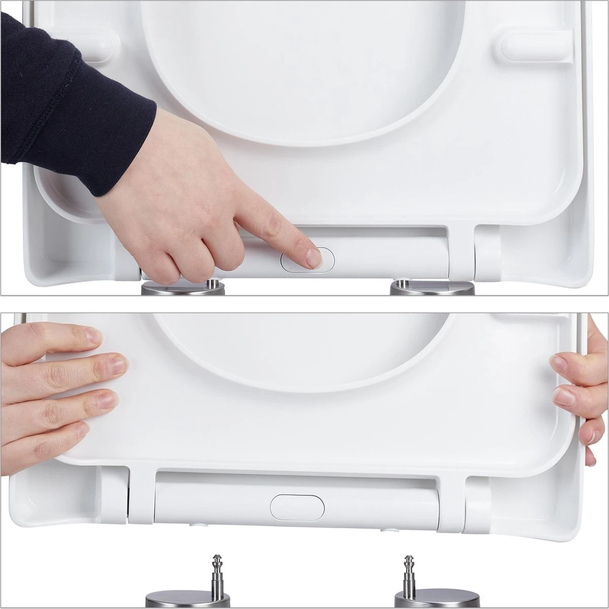 Relaxdays Wc Bril Softclose - D-vorm - Toiletbril Universeel - Toiletdeksel Plastic - Wit 7 Relaxdays Wc Bril Softclose - D-vorm - Toiletbril Universeel - Toiletdeksel Plastic - Wit - Afbeelding 7