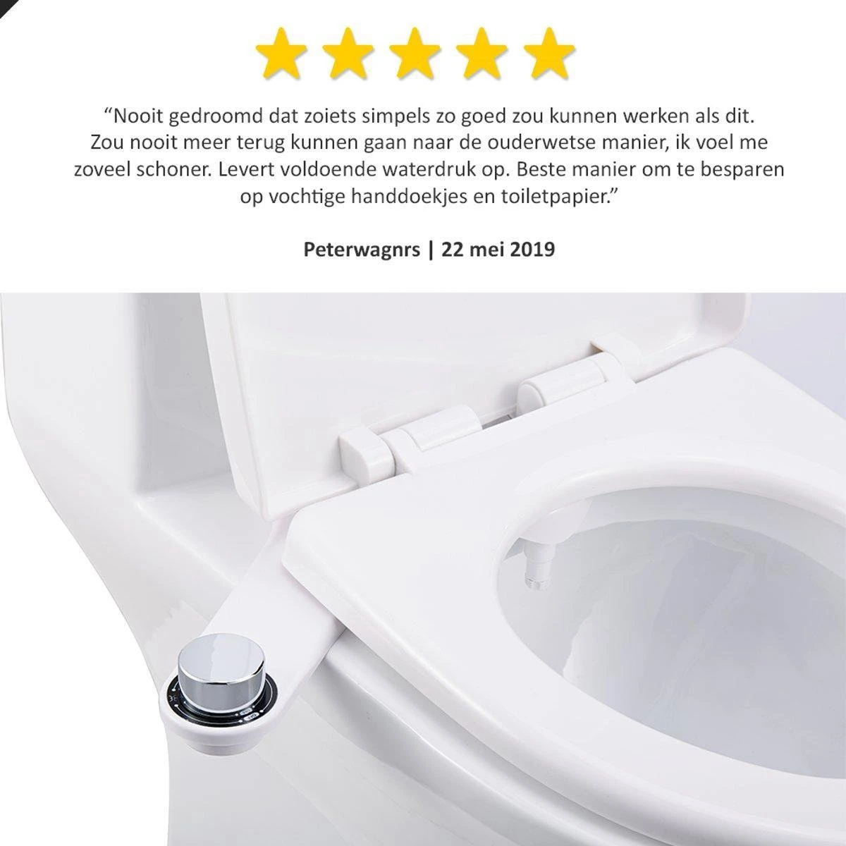 Bidet Handdouche Toilet Sproeier Shattaf Sprayer WC Papier Besparend - Enkel Spray Koud Water - Badkamer Accessoires - Freshole® 5 Bidet Handdouche Toilet Sproeier Shattaf Sprayer WC Papier Besparend - Enkel Spray Koud Water - Badkamer Accessoires - Freshole® - Afbeelding 5