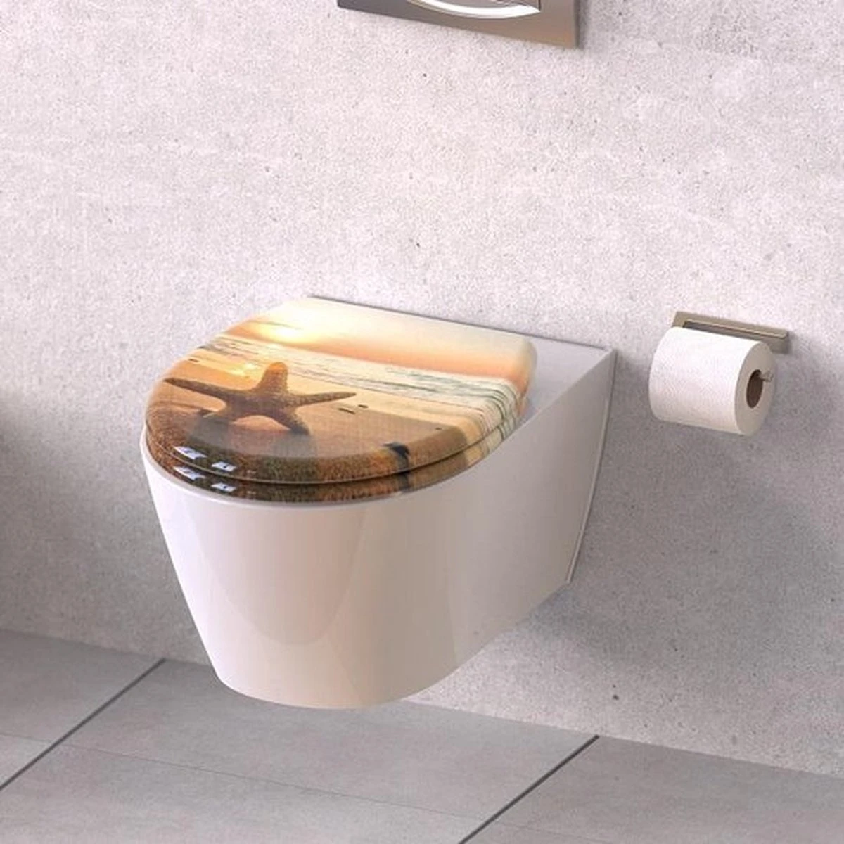 SCHÜTTE WC-Bril 82373 SEA STAR - Duroplast - Soft Close - Afklikbaar - RVS-Scharnieren - Decor - 3-zijdige Print 7 SCHÜTTE WC-Bril 82373 SEA STAR - Duroplast - Soft Close - Afklikbaar - RVS-Scharnieren - Decor - 3-zijdige Print - Afbeelding 7