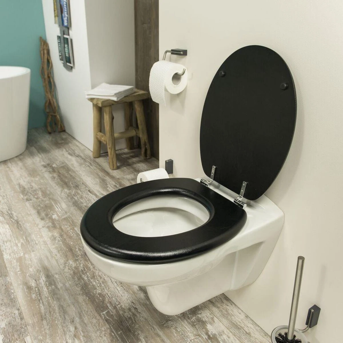 Tiger Leatherlook - Toiletbril - WC Bril - MDF - Zwart 5 Tiger Leatherlook - Toiletbril - WC Bril - MDF - Zwart - Afbeelding 5