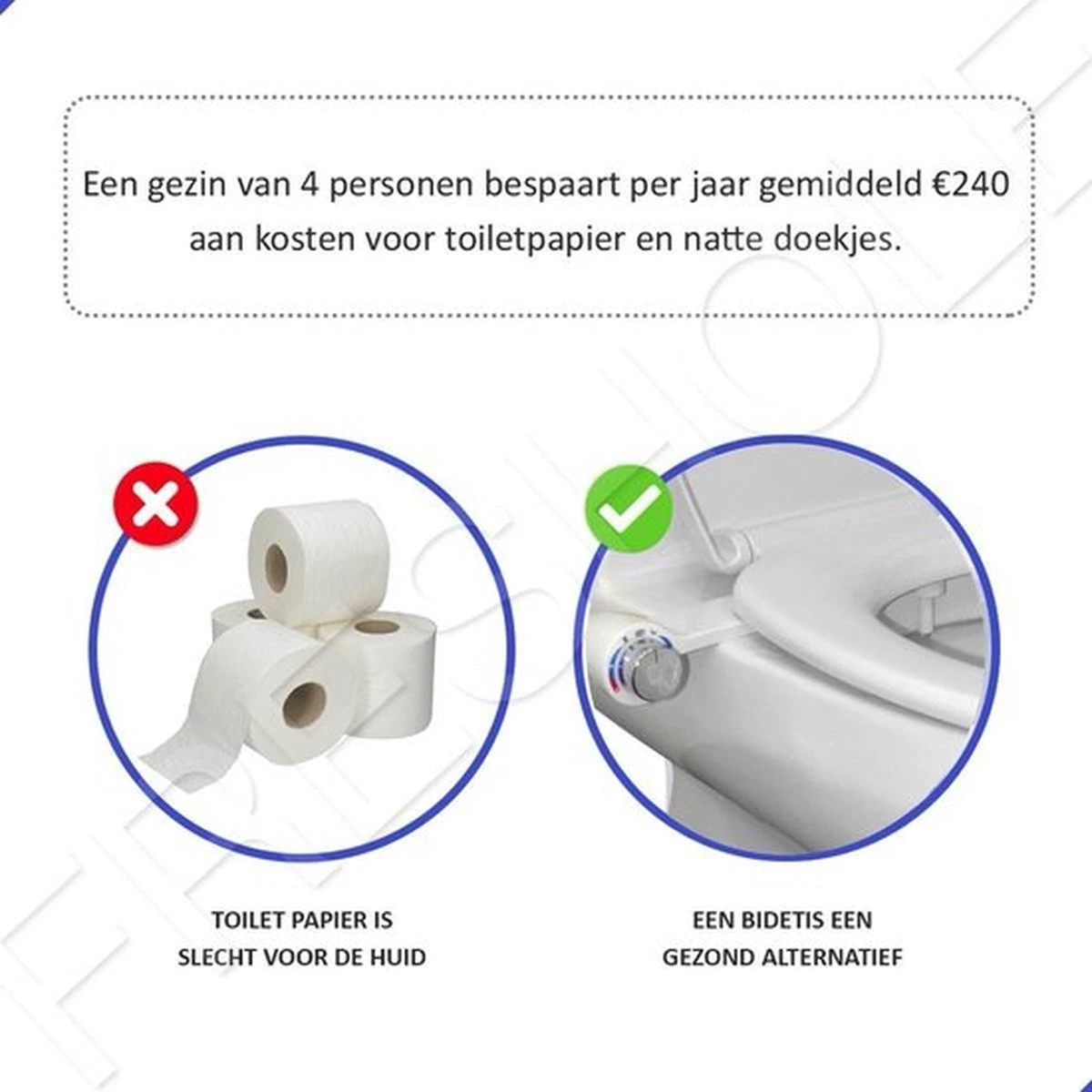 Bidet Handdouche Toilet Sproeier Shattaf Sprayer WC Papier Besparend - Enkel Spray Koud Water - Badkamer Accessoires - Freshole® 2 Bidet Handdouche Toilet Sproeier Shattaf Sprayer WC Papier Besparend - Enkel Spray Koud Water - Badkamer Accessoires - Freshole® - Afbeelding 2