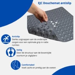 Douchemat - Antislipmat - Douchemat Antislip - Badmat - Badmat Antislip - Grijs - Antislipmat Douche - 53cm X 53cm - BPA Vrij - Antibacterieel - Antislip - Wasbaar- EJC Products -Merkloos Verkoop 1200x1200 3382
