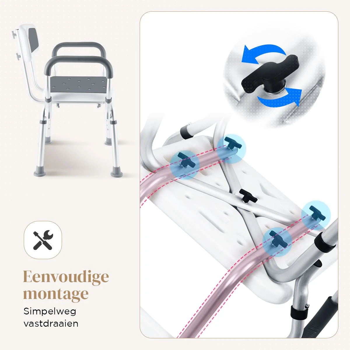 BY JRM Douchestoel En Douchekruk Met Afneembare Rugleuning En Armleuning – 30 Dagen Uitproberen - Anti Slip – Verstelbare Hoogte - Douchekrukje - Grijs 10 BY JRM Douchestoel En Douchekruk Met Afneembare Rugleuning En Armleuning – 30 Dagen Uitproberen - Anti Slip – Verstelbare Hoogte - Douchekrukje - Grijs - Afbeelding 10