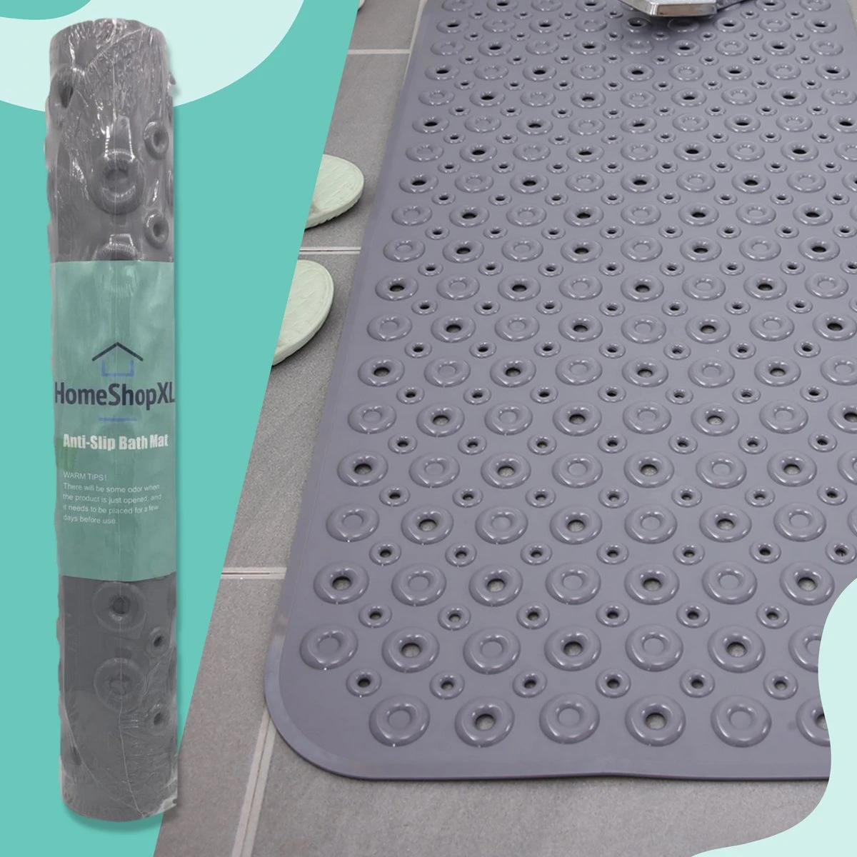 The Original - Douchemat Antislip - Grijs - 88x40cm - Antislipmat Badmat Voor Bad & Douche - Anti Slip Mat Met Zuignappen 2 The Original - Douchemat Antislip - Grijs - 88x40cm - Antislipmat Badmat Voor Bad & Douche - Anti Slip Mat Met Zuignappen - Afbeelding 2