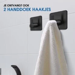 Toiletrolhouder Met Telefoonhouder - Zelfklevend / Boren / Zonder Boren - Incl. Handdoekhaakjes - WC Rolhouder - Zwart 25 Toiletrolhouder Met Telefoonhouder - Zelfklevend / Boren / Zonder Boren - Incl. Handdoekhaakjes - WC Rolhouder - Zwart -Merkloos Verkoop 1200x1200 340