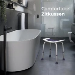 Sanicraft® Douchekruk - In Hoogte Verstelbaar - Douchekrukje - Roestvrij - 150kg Draagkracht - Comfortabel Zitkussen - Inclusief Douchekophouder, Handgrepen, Anti Slip Poten -Merkloos Verkoop 1200x1200 3489