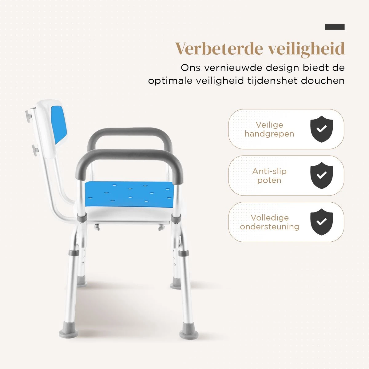 BY JRM Douchestoel En Douchekruk Met Afneembare Rugleuning En Armleuning – 30 Dagen Uitproberen -anti Slip – Verstelbare Hoogte - Douchekrukje - Blauw 5 BY JRM Douchestoel En Douchekruk Met Afneembare Rugleuning En Armleuning – 30 Dagen Uitproberen -anti Slip – Verstelbare Hoogte - Douchekrukje - Blauw - Afbeelding 5