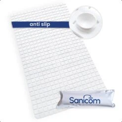 Merkloos Douchemat - Badmat Antislip - Antislipmat Douche - Antislipmat Bad - Schimmelbestendig - Met Zuignappen - Wasbaar - Wit