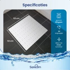 Merkloos Douchemat - Antislip Mat - Antislipmat Douche - Badmat - ​​Schimmelbestendig - Met Zuignappen - Wasbaar - Wit -Merkloos Verkoop 1200x1200 3624