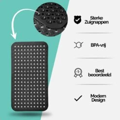 The Original - Douchemat Antislip - Zwart - 88x40cm - Antislipmat Badmat Voor Bad & Douche - Anti Slip Mat Met Zuignappen -Merkloos Verkoop 1200x1200 3636