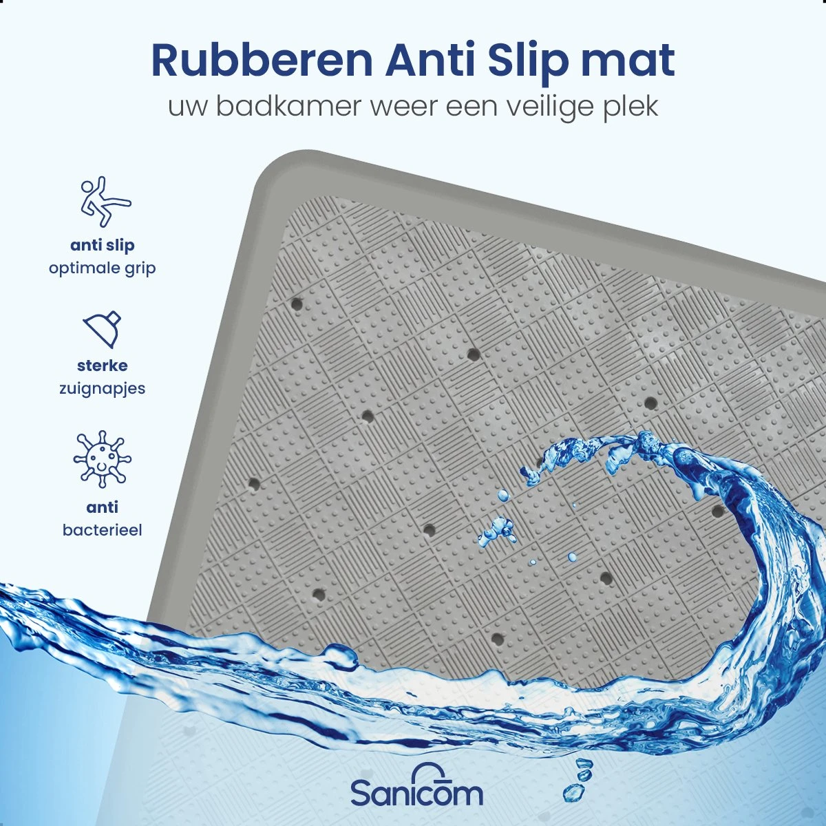 Merkloos Douchemat - Antislip Mat - Antislipmat Douche - Badmat - Schimmelbestendig - Met Zuignappen - Wasbaar - Grijs 6 Merkloos Douchemat - Antislip Mat - Antislipmat Douche - Badmat - Schimmelbestendig - Met Zuignappen - Wasbaar - Grijs - Afbeelding 6