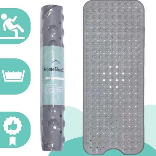 The Original - Badmat Antislip - Grijs - 100x40cm - Antislipmat Douchemat Voor Bad & Douche - Anti Slip Mat Met Zuignappen -Merkloos Verkoop 1200x1200 3676