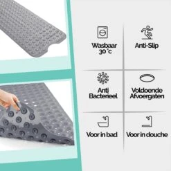 The Original - Badmat Antislip - Grijs - 100x40cm - Antislipmat Douchemat Voor Bad & Douche - Anti Slip Mat Met Zuignappen -Merkloos Verkoop 1200x1200 3678