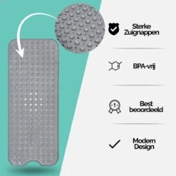 The Original - Badmat Antislip - Grijs - 100x40cm - Antislipmat Douchemat Voor Bad & Douche - Anti Slip Mat Met Zuignappen -Merkloos Verkoop 1200x1200 3681