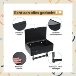 Toiletrolhouder Zwart Met Plankje En Bakje - Zonder Boren - Wc Rolhouder Zelfklevend - Inclusief Extra Handdoekhaak -Merkloos Verkoop 1200x1200 39