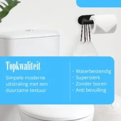 Flusive Toiletrolhouder Met 4 Handdoekhaakjes - Wc Rolhouder - Zelfklevend Zonder Boren - RVS - Zwart 21 Flusive Toiletrolhouder Met 4 Handdoekhaakjes - Wc Rolhouder - Zelfklevend Zonder Boren - RVS - Zwart -Merkloos Verkoop 1200x1200 397