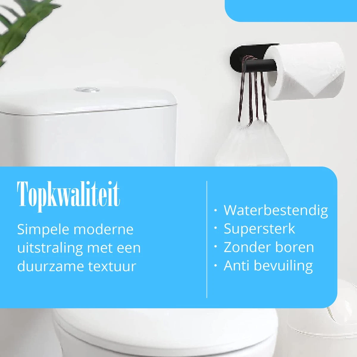 Flusive Toiletrolhouder Met 4 Handdoekhaakjes - Wc Rolhouder - Zelfklevend Zonder Boren - RVS - Zwart 10 Flusive Toiletrolhouder Met 4 Handdoekhaakjes - Wc Rolhouder - Zelfklevend Zonder Boren - RVS - Zwart - Afbeelding 10