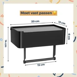 Toiletrolhouder Zwart Met Plankje En Bakje - Zonder Boren - Wc Rolhouder Zelfklevend - Inclusief Extra Handdoekhaak -Merkloos Verkoop 1200x1200 42