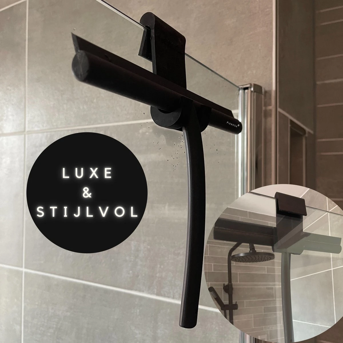 Fienosa Douchewisser Anti Kras Siliconen - Zachte Glashaak - Zwart 1 Fienosa Douchewisser Anti Kras Siliconen - Zachte Glashaak - Zwart