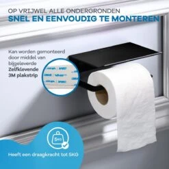 WITTS WC Rolhouder Met Plankje - Zelfklevend - Hoge Kwaliteit - Toiletrolhouder -Merkloos Verkoop 1200x1200 465