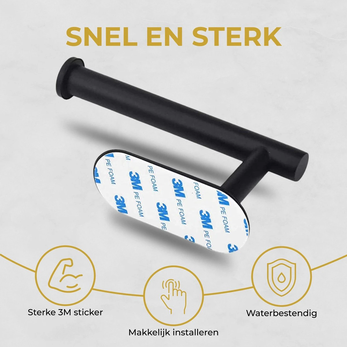 HGMD® WC Rolhouder Zelfklevend - Zwart - Toiletrolhouder Zwart - Toiletrolhouder Zonder Boren 2 HGMD® WC Rolhouder Zelfklevend - Zwart - Toiletrolhouder Zwart - Toiletrolhouder Zonder Boren - Afbeelding 2