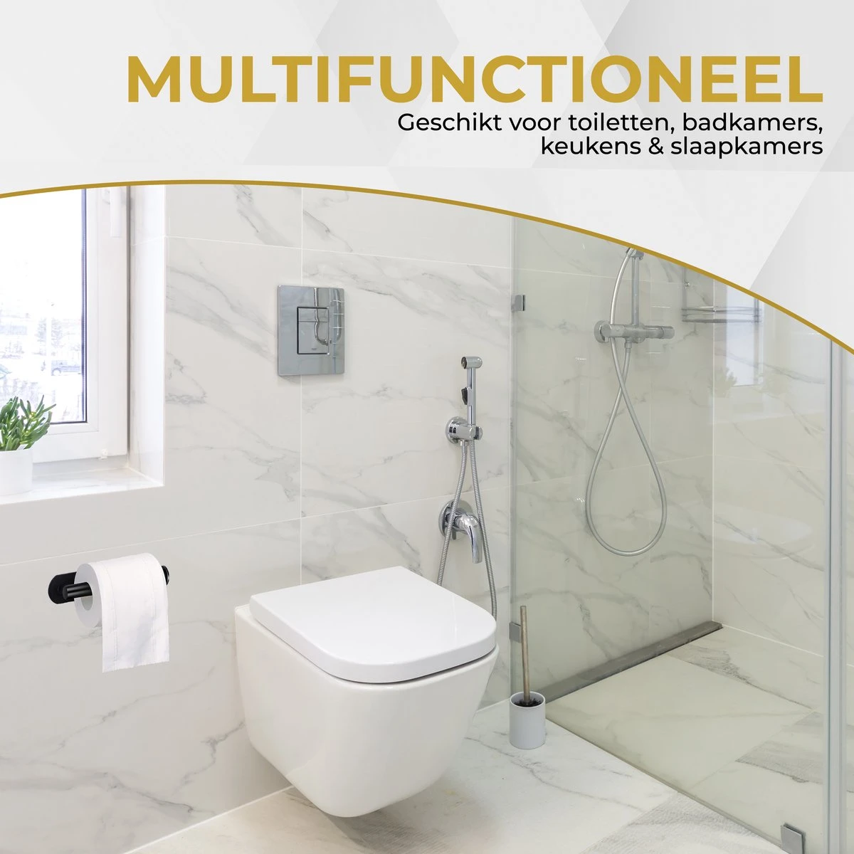 HGMD® WC Rolhouder Zelfklevend - Zwart - Toiletrolhouder Zwart - Toiletrolhouder Zonder Boren 7 HGMD® WC Rolhouder Zelfklevend - Zwart - Toiletrolhouder Zwart - Toiletrolhouder Zonder Boren - Afbeelding 7