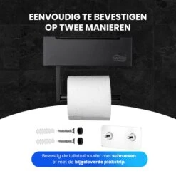 Toiletrolhouder Met Plankje En Bakje - WC Rolhouder Zwart - Opbergvak - Zelfklevend - Zonder Boren - RVS 10 Toiletrolhouder Met Plankje En Bakje - WC Rolhouder Zwart - Opbergvak - Zelfklevend - Zonder Boren - RVS -Merkloos Verkoop 1200x1200 507